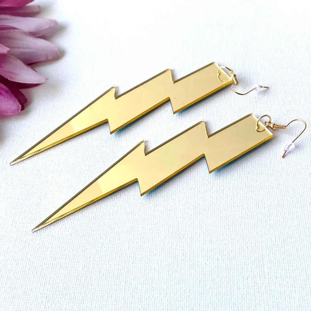 Neon Oversized Lightning Bolt Statement Earrings